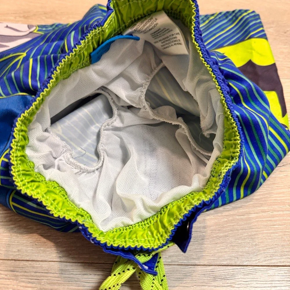 Batman Swim‎ Trunks Boys Swimwear Superhero Lined Size 4 Blue Lime Green